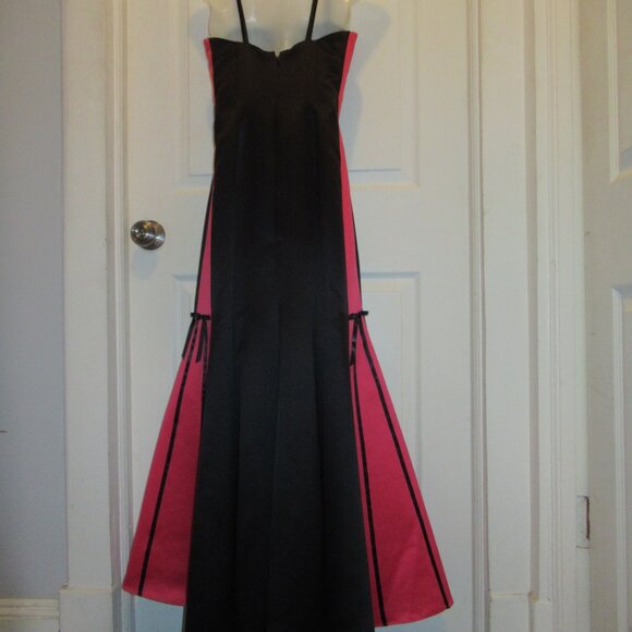 Gunne Sax Trumpet Dress Mermaid Gown Rose Red Black 5/6 Jessica McClintock Bows - Picture 2 of 16